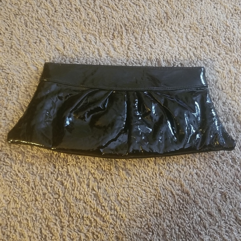Lauren Merkin black patent leather clutch